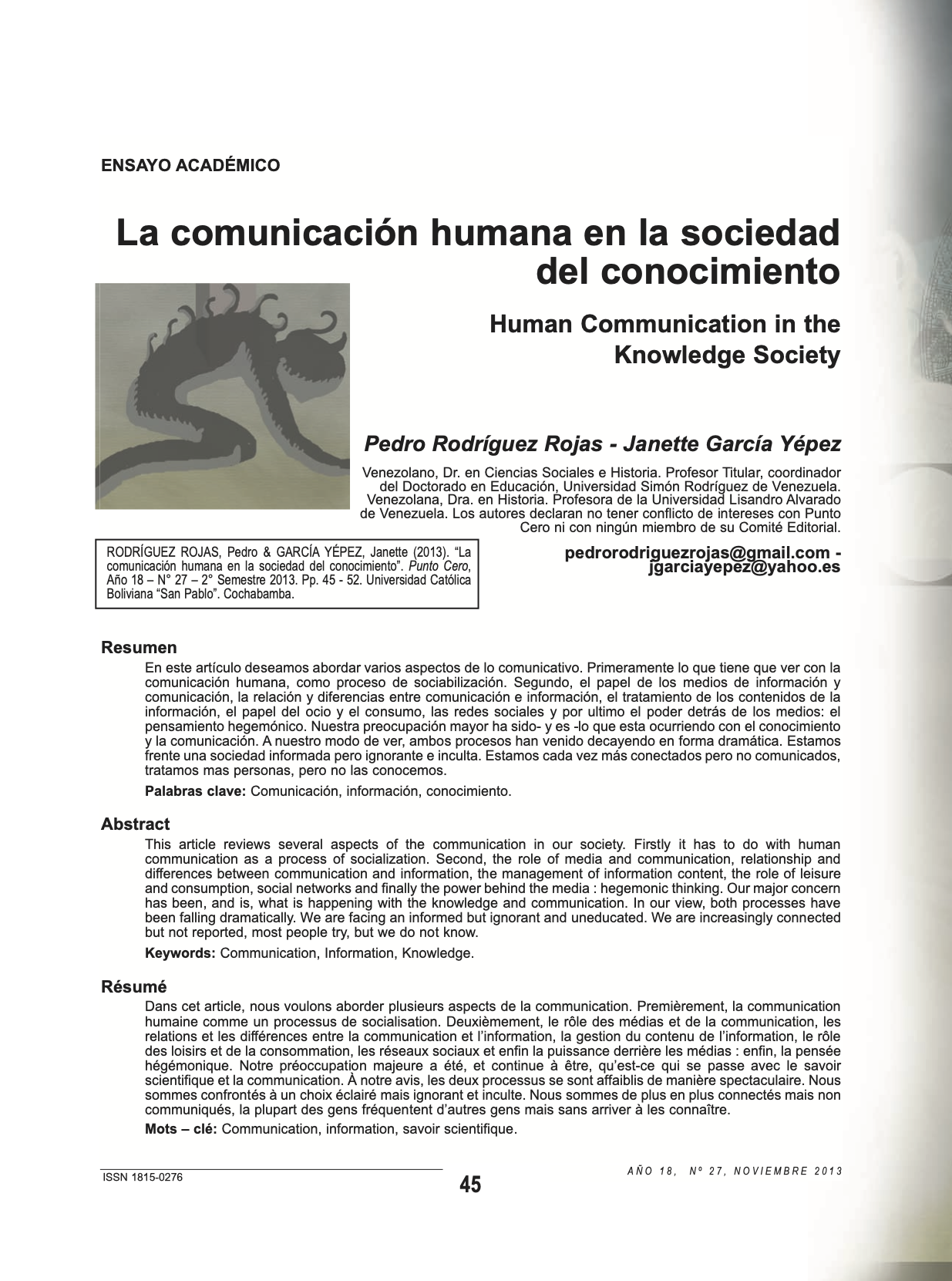 La comunicación humana en la sociedad del conocimiento