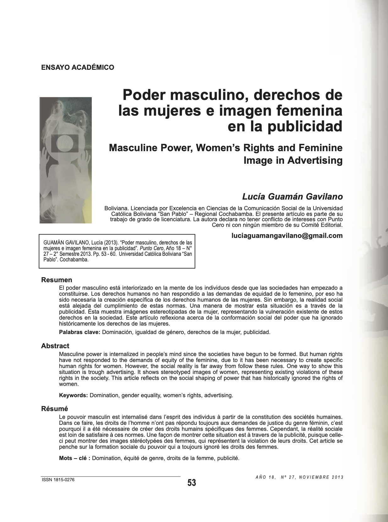 Poder masculino, derechos de las mujeres e imagen femenina en la publicidad