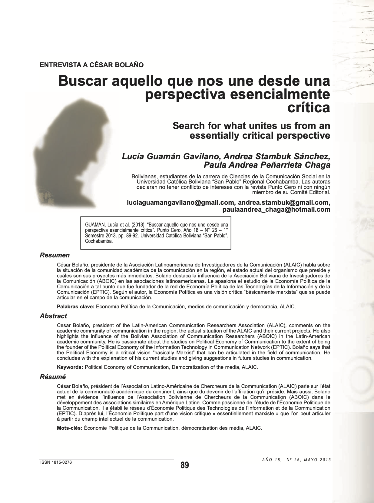 Buscar aquello que nos une desde una perspectiva esencialmente crítica