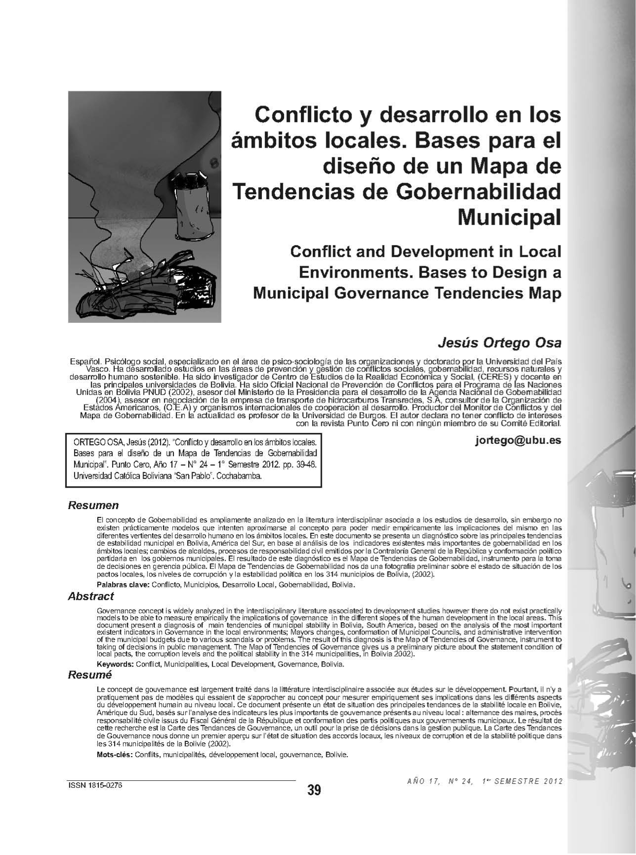 Conflicto y desarrollo en los ámbitos locales. Bases para el diseño de un Mapa de Tendencias de Gobernabilidad Municipal