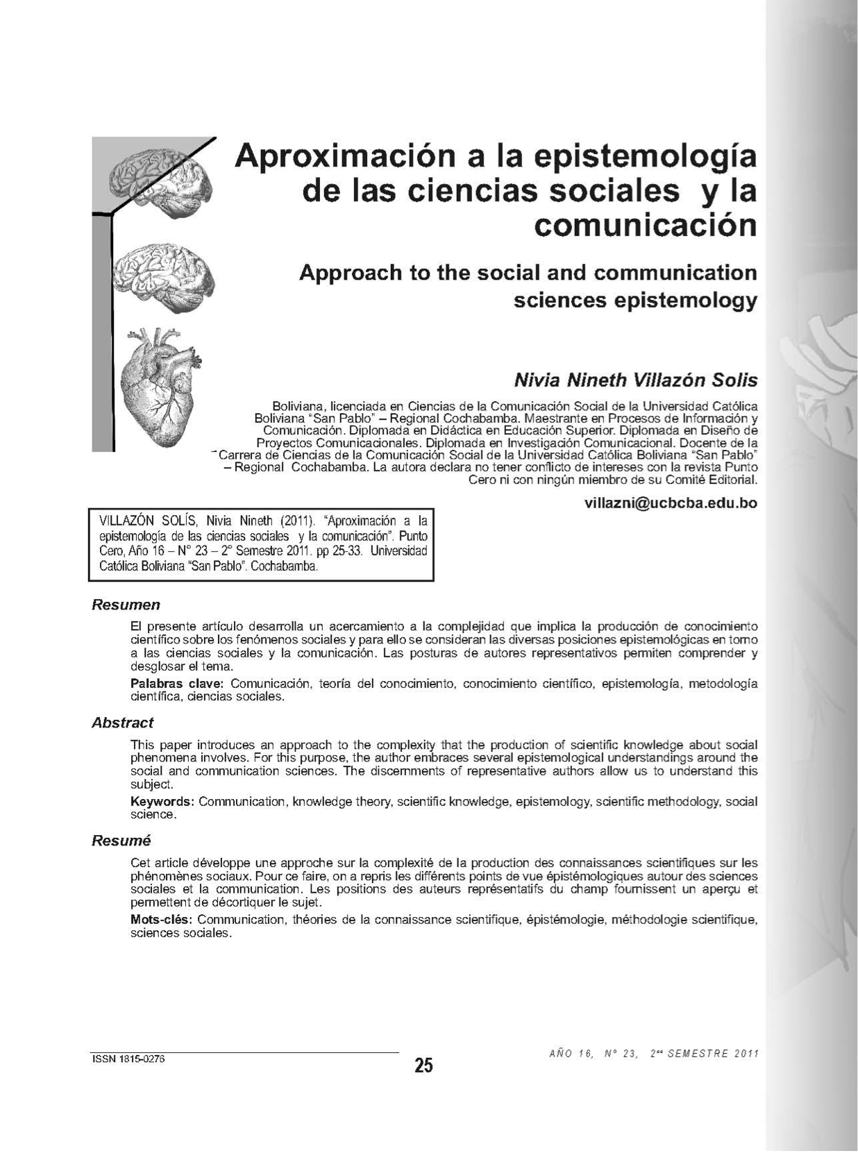Aproximación a la epistemología de las ciencias sociales y la comunicación