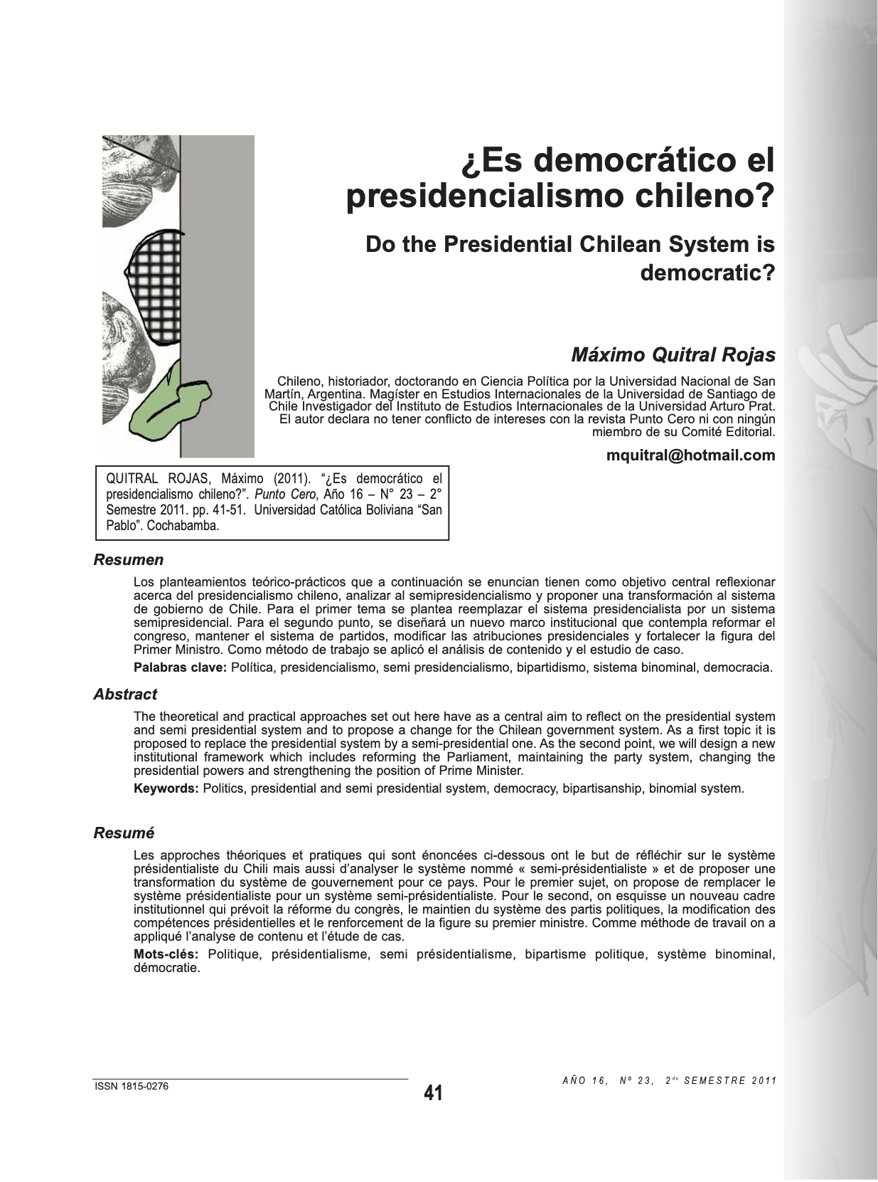 ¿Es democrático el presidencialismo chileno?