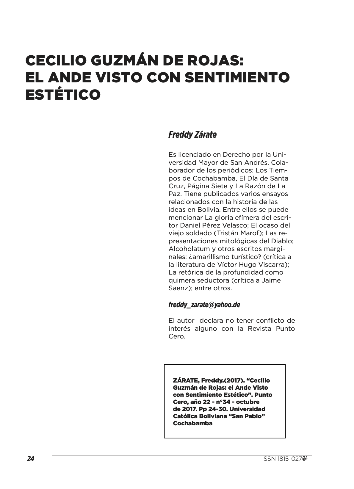 Cecilio Guzmán De Rojas: El Ande visto con sentimiento estético