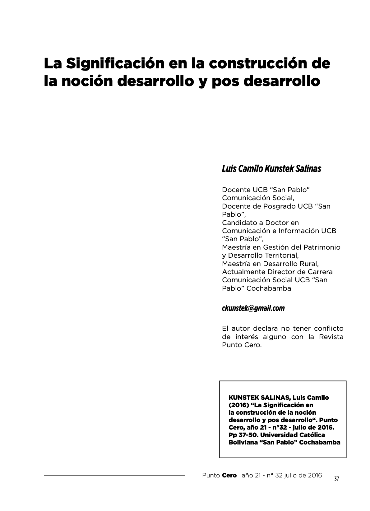 La significación en la construcción de la noción desarrollo y pos desarrollo