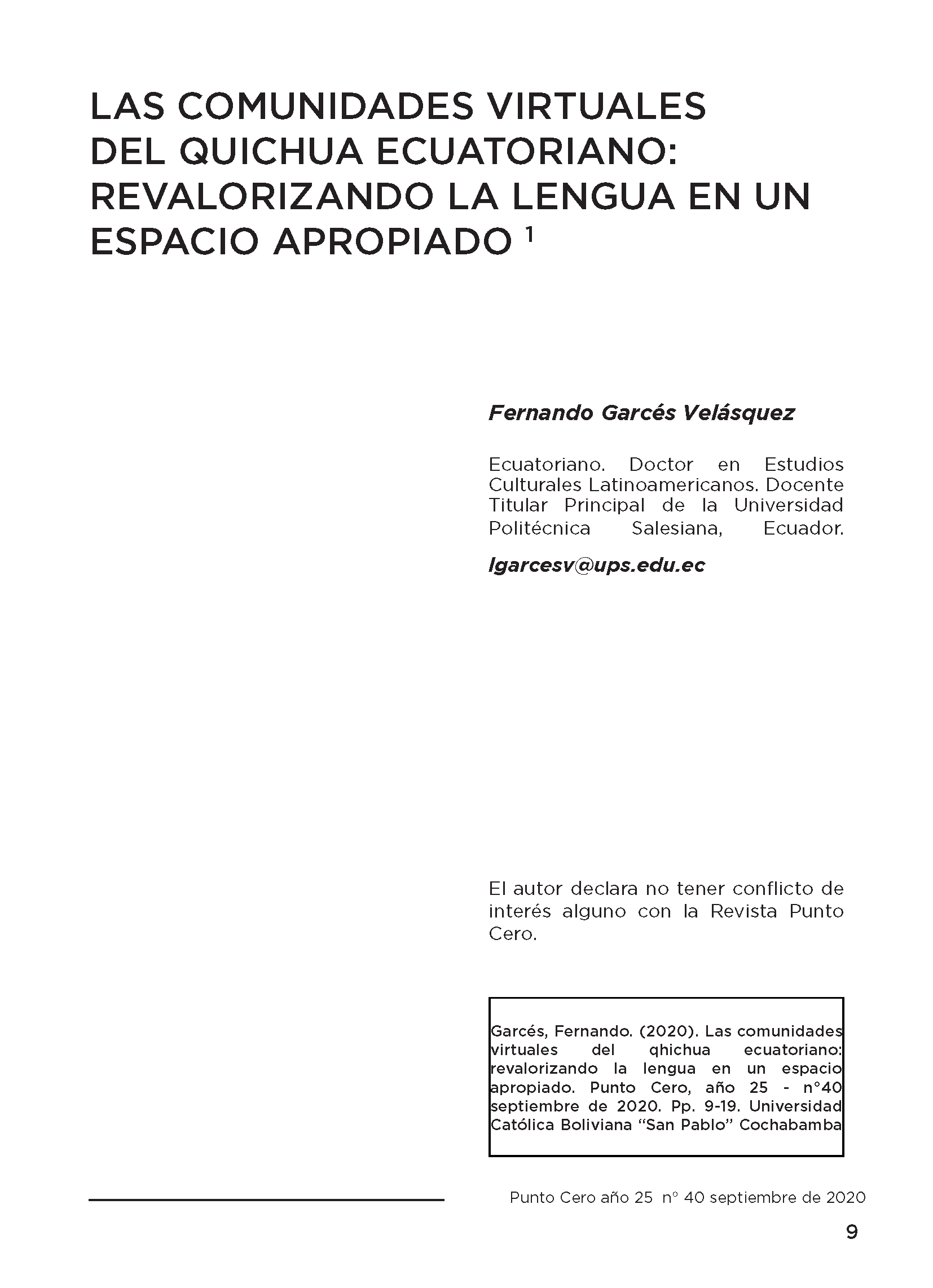 Las comunidades virtuales del quichua ecuatoriano: revalorizando la lengua en un espacio apropiado