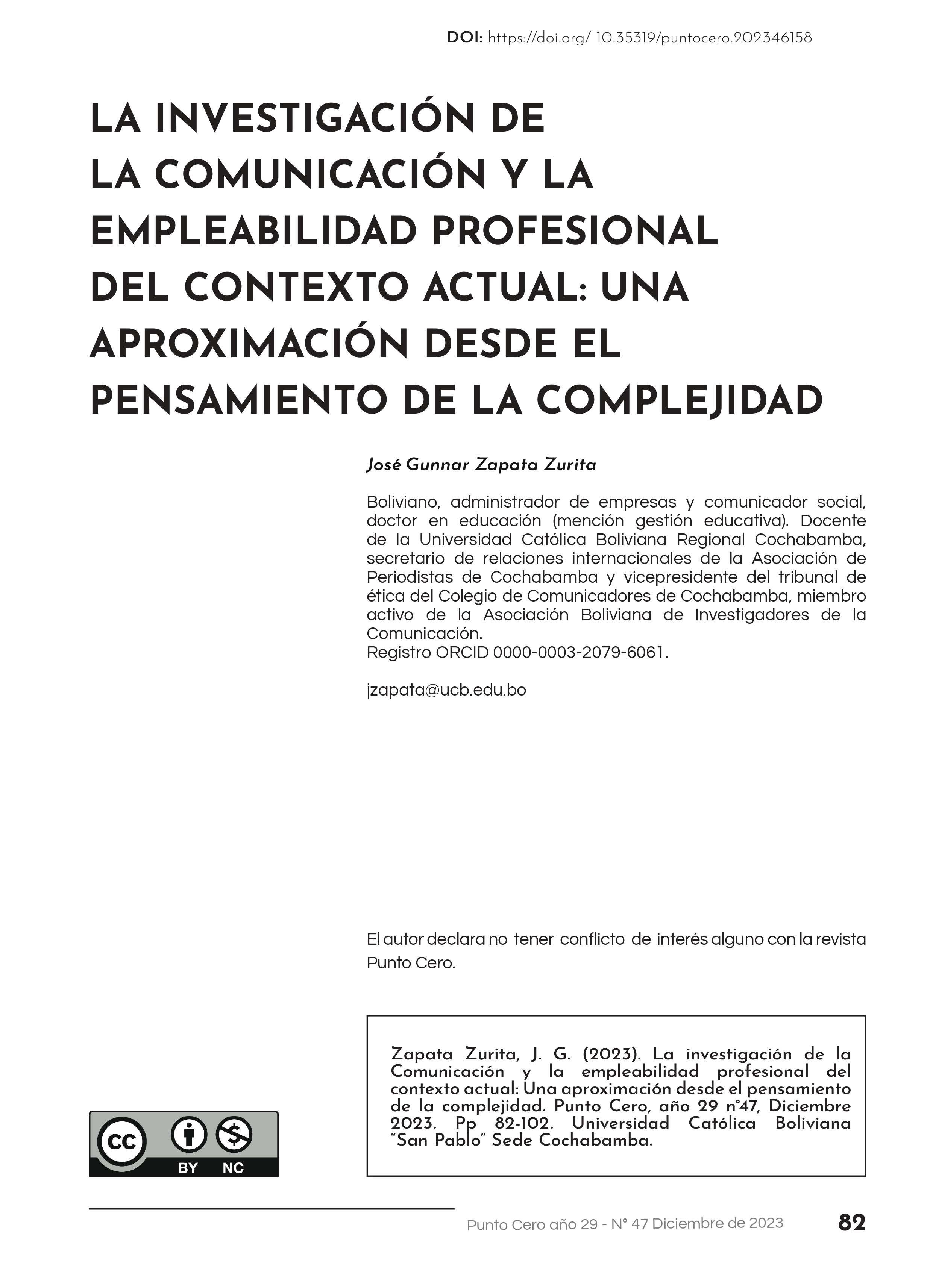 Communication research and professional employability in the current context: an approach from complexity thinking