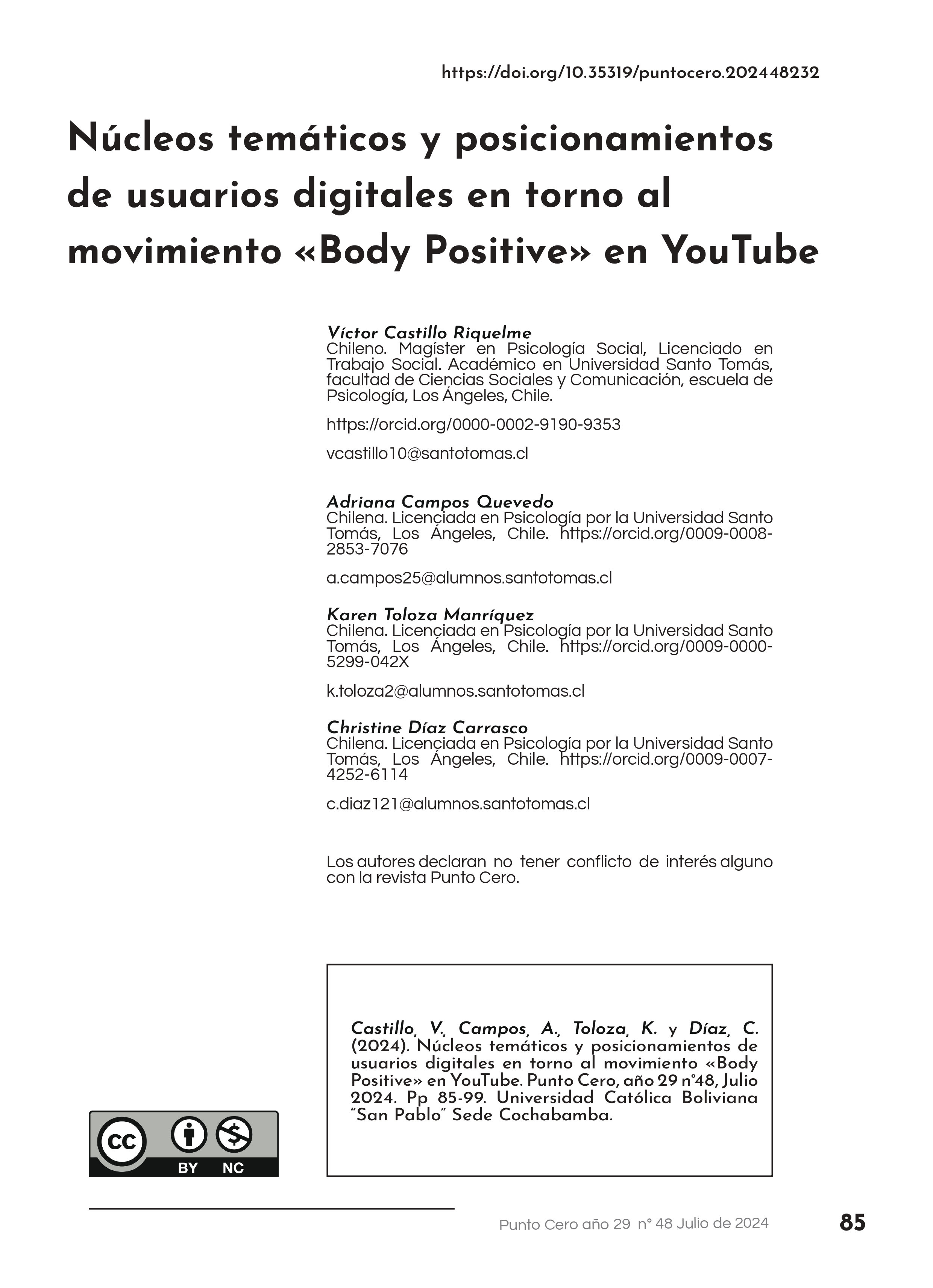 THEMATIC CORES AND POSITIONING OF DIGITAL USERS AROUND THE “BODY POSITIVE” MOVEMENT ON YOUTUBE