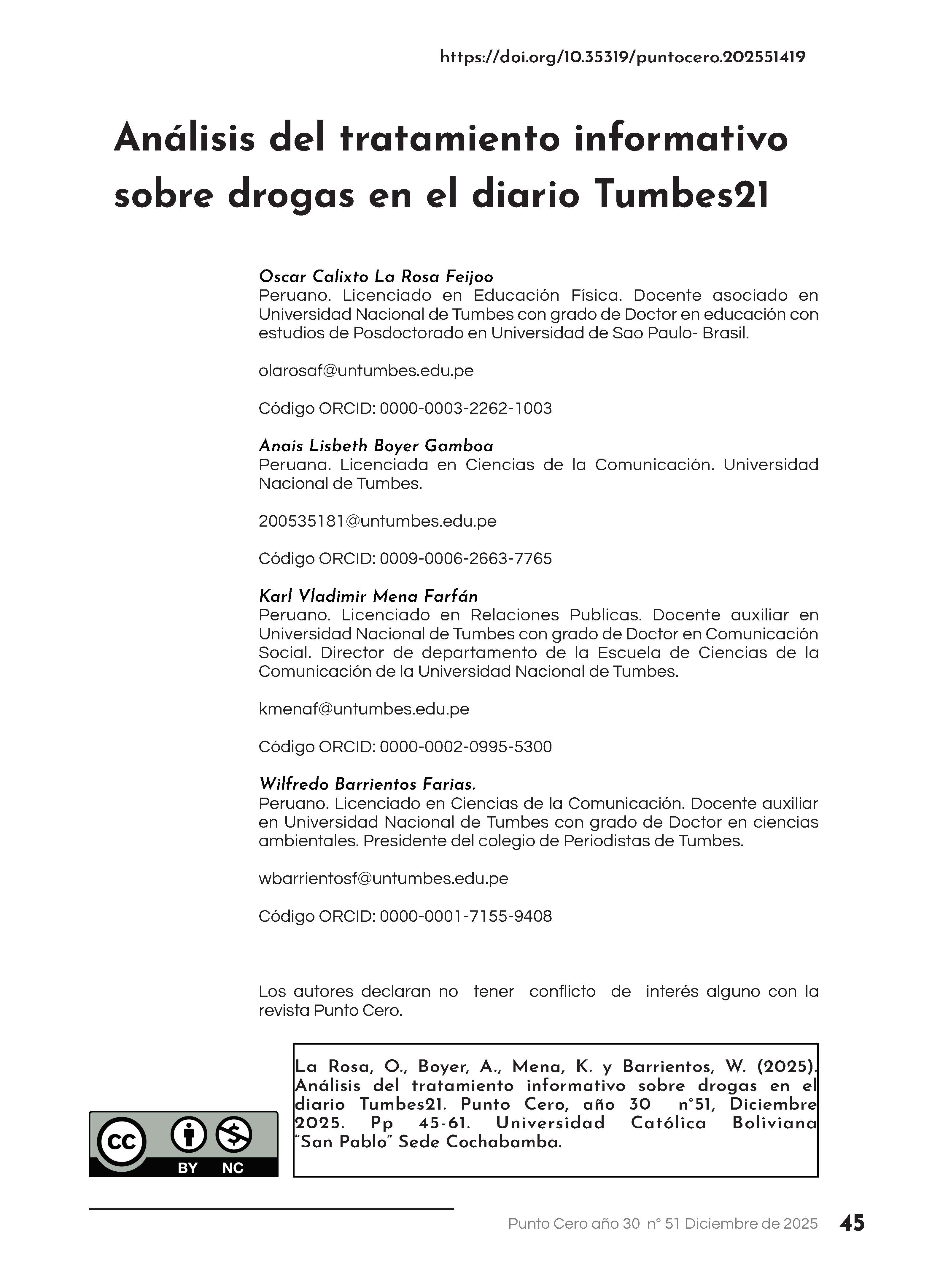 Análisis del tratamiento informativo sobre drogas en el diario Tumbes21