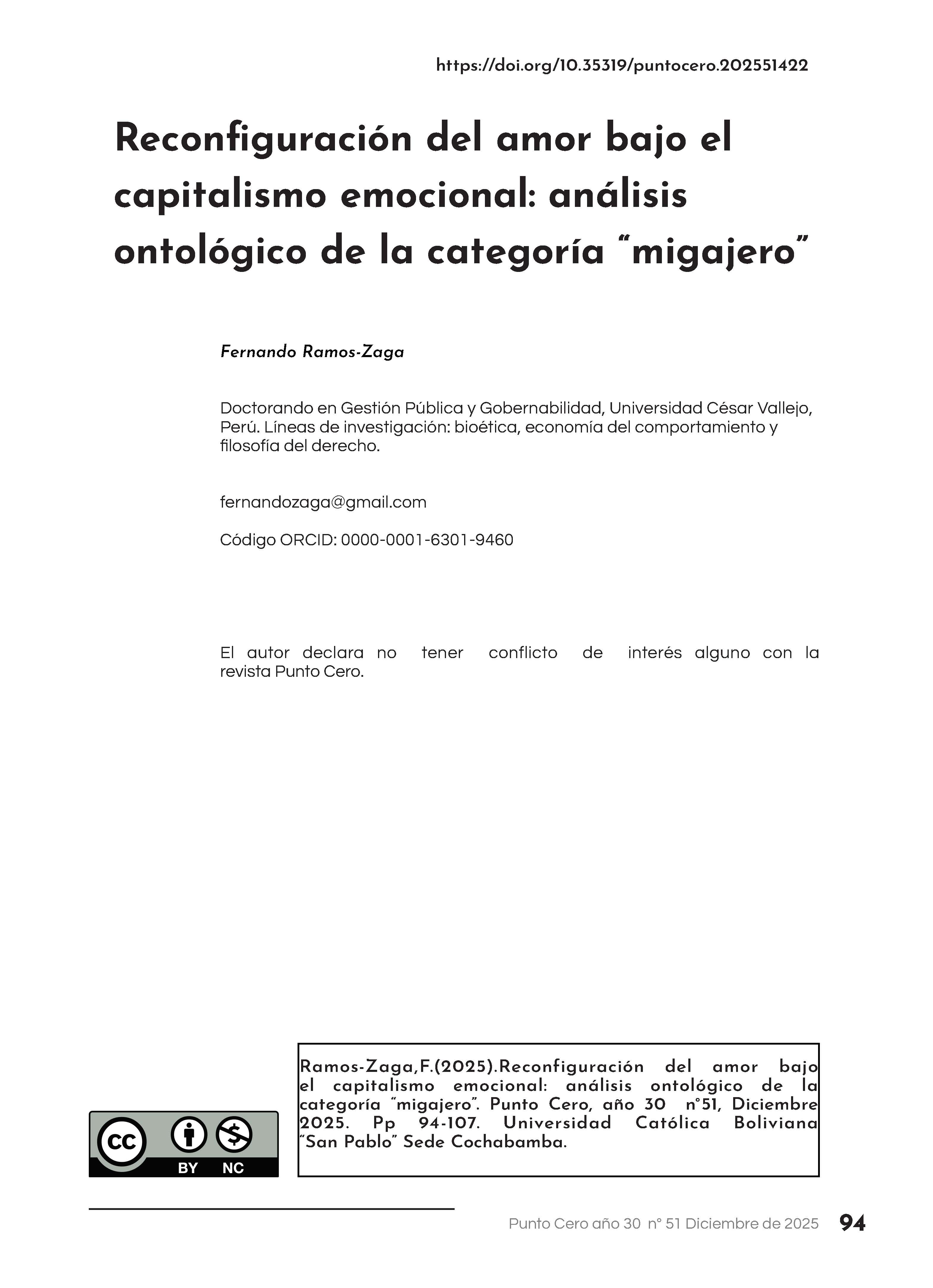Reconfiguración del amor bajo el capitalismo emocional: análisis ontológico de la categoría “migajero"