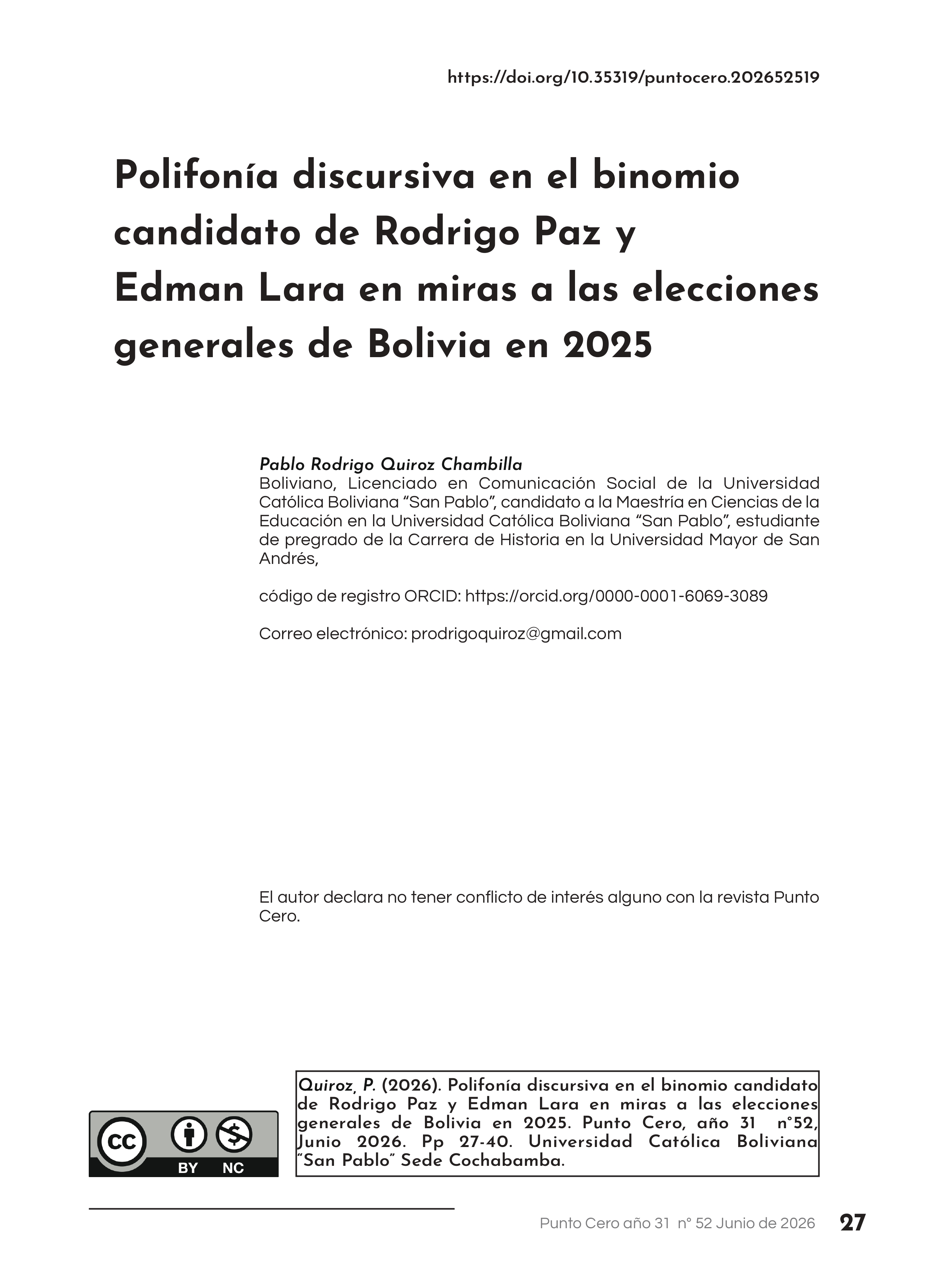 Polifonía discursiva en el binomio candidato