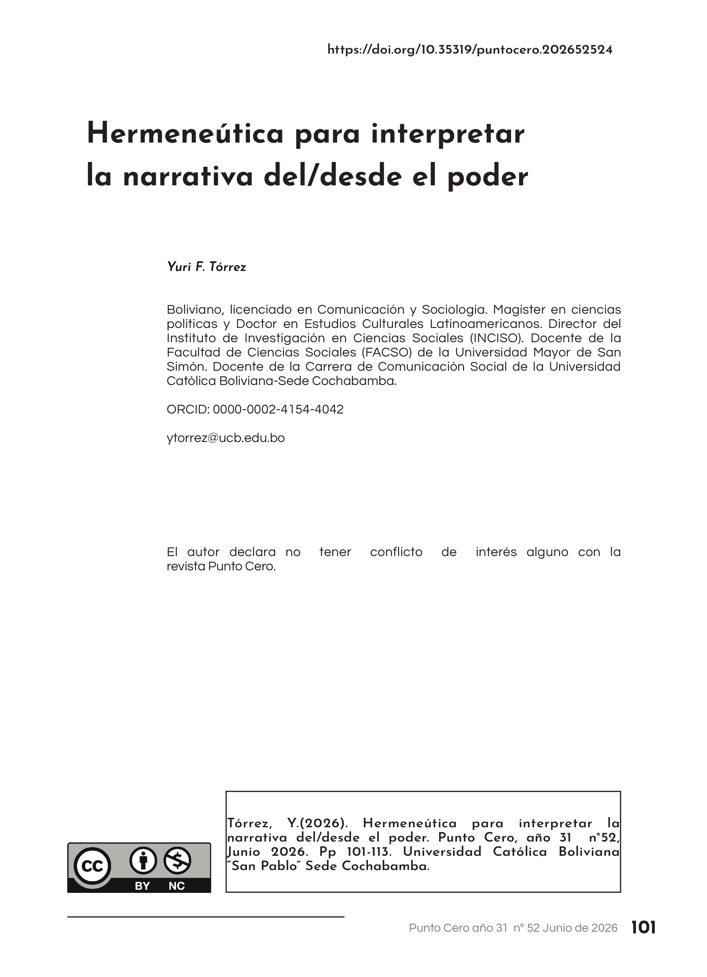 Hermenéutica para interpretar la narrativa del/desde el poder